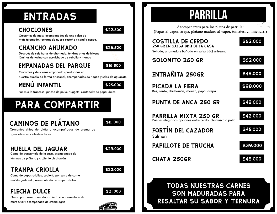 Menu La Fiera Restobar - Centro De Eventos Barbosa-2